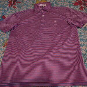 Holderness & Bourne Augusta County Club Maxwell Polo Striped (Read) MD Blue Pink